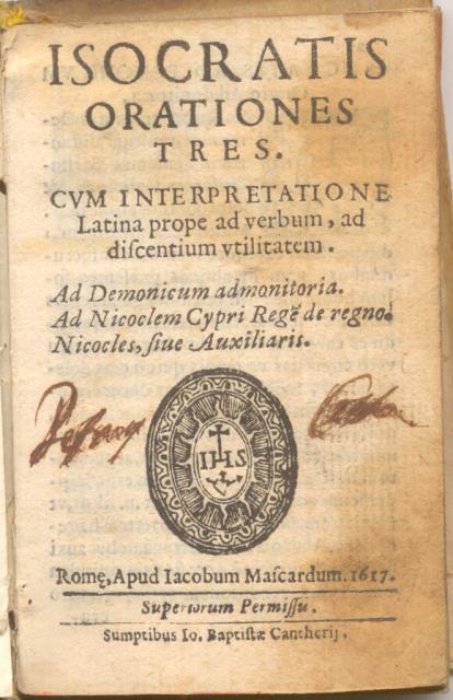 ISOCRATIS ORATIONES TRES
