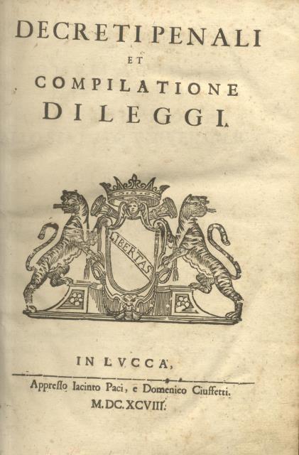 DECRETI PENALI ET COMPILATIONE DI LEGGI