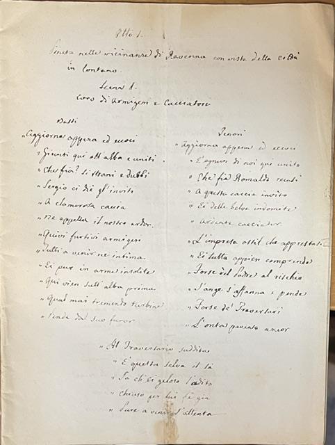 SAN ROMUALDO. Testo per musica. Anonimo manoscritto ottocentesco