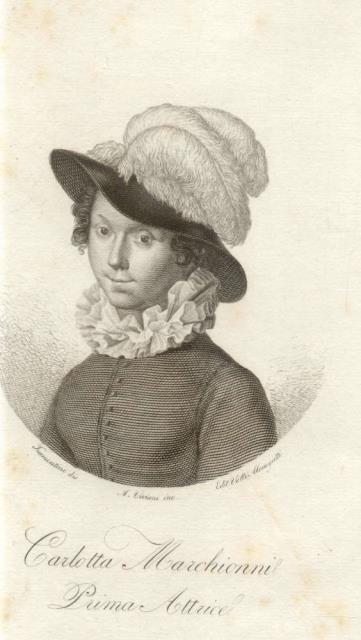 INCISIONE RAFFIGURANTE LA PRIMA ATTRICE CARLOTTA MARCHIONNI