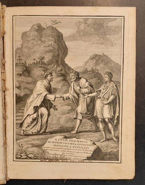 Q. Ennii poetae vetustissimi Fragmenta quae supersunt ab Hieron. Columna conquisita disposita et explicata ad Joannem filium. Nunc ad editionem neapolitanam 1590 recusa accurante Francisco Hesselio ... accedunt praeter eruditorum virorum emendationes undique conquisitas; M.A. Delrii opinationes, nec non G.J. Vossii castigationes & notae in Fragmenta tragoediarum Ennii; ut & index omnium verborum Ennianorum