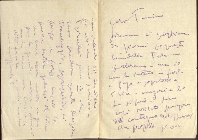 Lunga lettera autografa firmata inviata dal musicista Giacomo Puccini all'amico Antonio Bettolacci in data 30 gennaio 1919