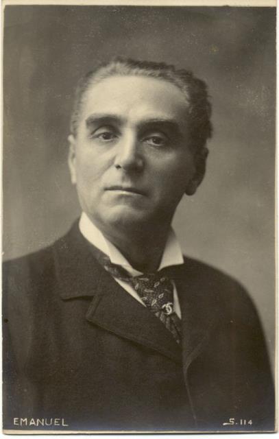 Cartolina postale illustrata raffigurante l'attore teatrale Giovanni Emanuel a mezzobusto. N°114